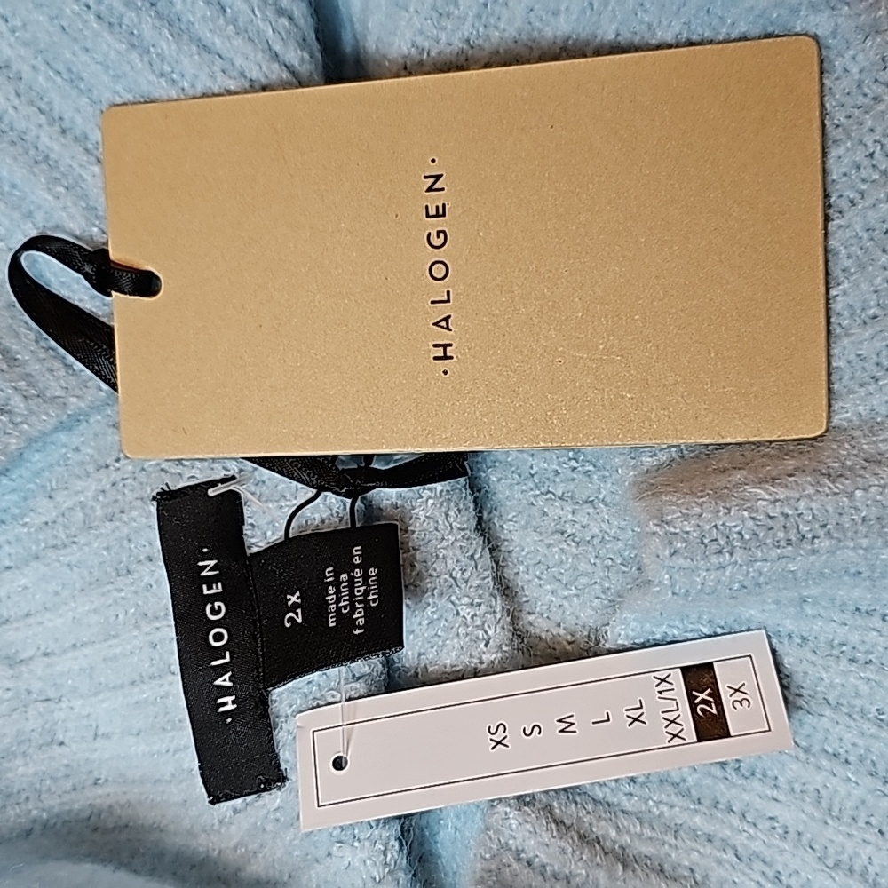NWT HALOGEN KAYLIEGH BLUE YELLOW PLUS SIZE LONG SLEEVE PULLOVER SWEATER - Picture 10 of 13